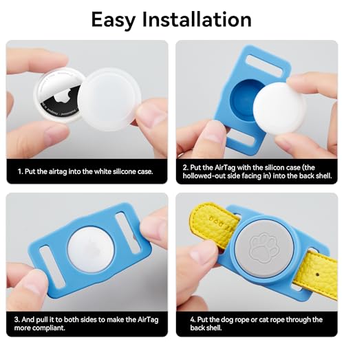 Image of GOCII for Airtag Dog Collar Holder 2 Pack,Waterproof Dog Collar Holder for Apple AirTag(Gen 1 & 2),Silicone Air Tags Case for Dog Collars(Blue & Gray)