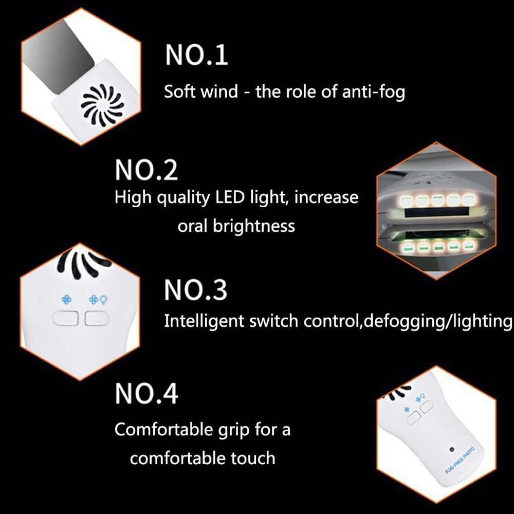 LED Specchio ortodontico automatico, Specchi per Fotografia Dentale, Riflettore dentale bifacciale antiappannamento con Design a Luce LED, Kit di cura dentale