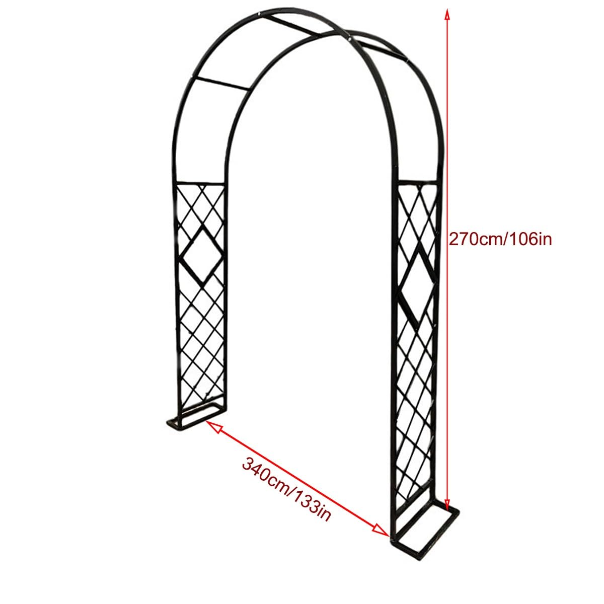Solidna biała metalowa kratka ogrodowa 340 x 270 cm – trwała stalowa altana do roślin pnących, idealna na wesela, dekoracje zewnętrzne i kształtowanie krajobrazu ogrodu