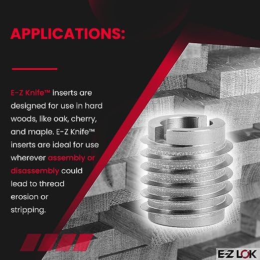 Image of E-Z LOK Knife Threaded Insert for Hard-Wood, Stainless Steel Thread Inserts 3 /8-16 (Pack of 100)