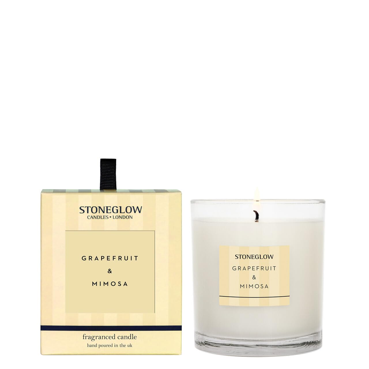 Stoneglow Modern Classics Grapefruit & Mimosa Scented Candles Boxed Tumbler 200g – Grapefruit, Blackcurrant, Apple, Mimosa & Lilac, 40 Hrs Burn Time, 1 Wick, Long Lasting Fragrance Candle