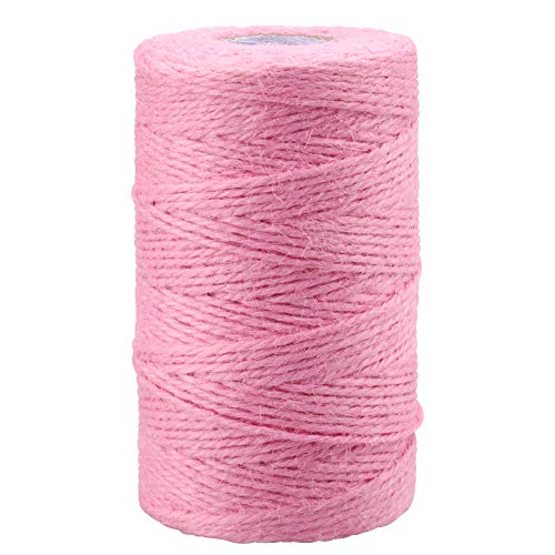 Image of KINGLAKE Pink Jute Twine, 328 Feet, 2mm, Light, Twisted, Perfect for Arts, Crafts, Weddings, Christmas, Valentines Day Gifts