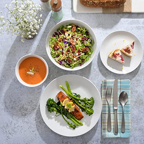 Image of Gibson Home Gracious Dining Double Bowl Porcelain Chip and Scratch Resistant Dinnerware Set, Service for 4 (16pcs), White (Coupe)
