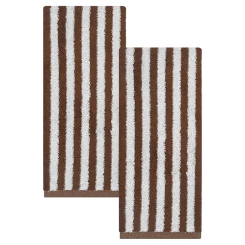 Image of HMETOL Striped Cotton Hand Towels Absorbent Quick Dry for Bathroom Kitchen