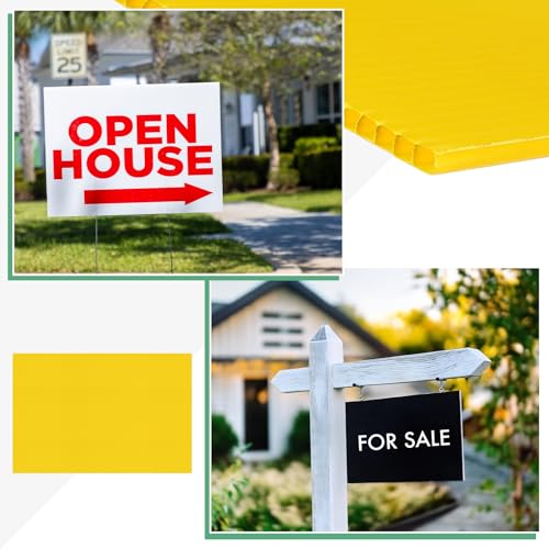 Image of M METERXITY 10-Pack Corrugated Plastic Sheets, 12 Inch x 18 Inch Waterproof Blank Corrugated Poster Board Yard Signs for Garage Sale /Office /Classroom /Party /Lawn Sign Road [3mm Thick, Yellow]