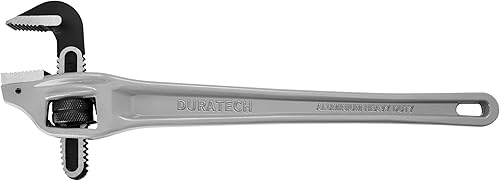 DURATECH Llave de tubo compensada de aluminio resistente de 18 pulgadas, capacidad de mandíbula de 2-12", llave de fontanería ajustable, forjada por
