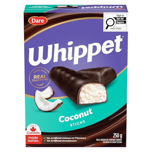 Dare, Whippet Sticks, Chocolate covered Coconut Sticks, 250g/8.8oz, 1ct, Imported from Canada