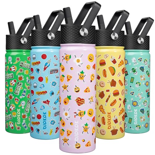 Image of BJPKPK Insulated Water Bottle, 22oz Stainless Steel with Straw Lid