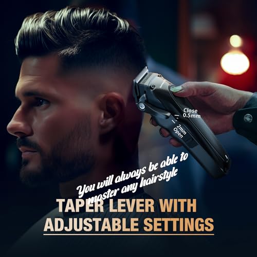 Image of Professional Hair Clippers for Men - Detachable Blade with Power Compensator Motor - Cordless Hair Trimmer Set for Barbers with Charging Base - Premium Hair Clipper Kit - Gift for Men
