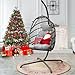 NICESOUL Swing Egg Chair Outdoor Indoor, Patio Wicker Hanging Egg Chairs with Stand, Swinging Hammock with Padded Cushions, 350lbs Sturdy Egg-Shaped Seating for Porch Bedroom Balcony Xmas Gift, Grey
