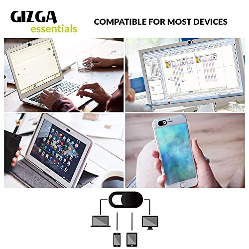 Image of Gizga Essentials Webcam Cover, Privacy Protector Webcam Cover Slide, Compatible with Laptop, Desktop, PC, Smartphone, Protect Your Privacy and Security, Strong Adhesive, Set of 3, Black