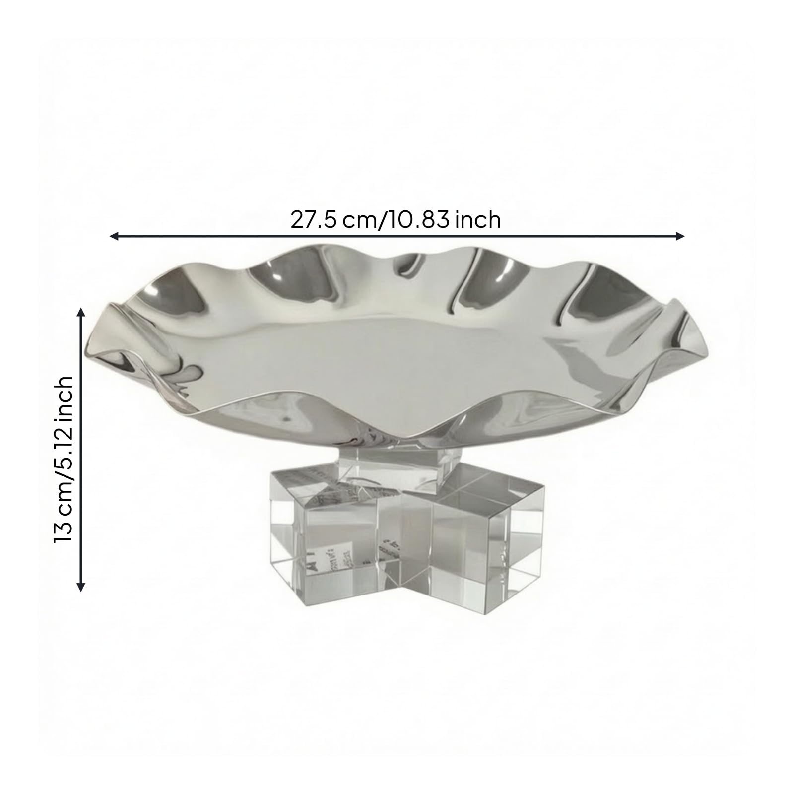 Gralara Vassoio con Base Trasparente Geometrico Vassoio Decorativo Rialzato Centrotavola per Soggiorno, Hotel