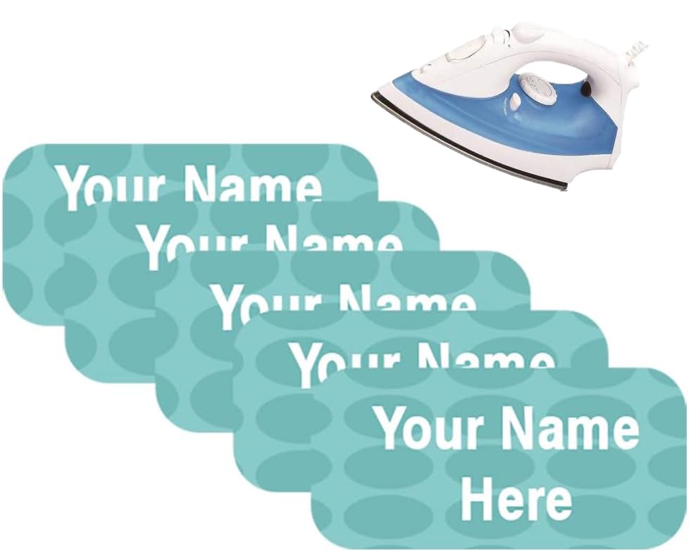 Personalized Iron On Name Labels - Custom Washable Name Tags for Clothing - Iron On Clothing Labels for Nursing Home, Day Camp, Daycare. (Green Polka