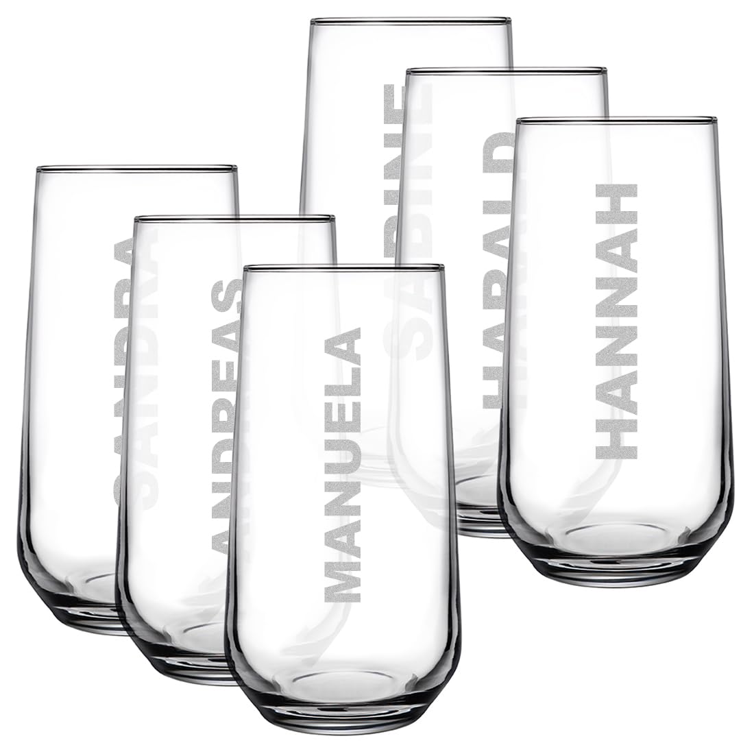 polar-effekt Longdrink Gläser 470 6er Set mit personalisierter Gravur - spülmaschinenfeste Trinkgläser - für Drinks, Wasser und Säfte - das Geburtstagsgeschenk