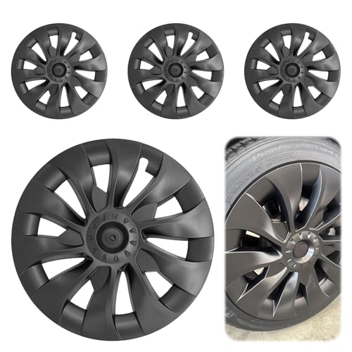 18 Inch Wheel Rim Cover Hubcaps for Tesla Model 3 20172023 Full Fit Snap-On Hub Caps with Valve Hole & Guard Tape PC+ABS Aero Wheel Covers All-Weather Protection