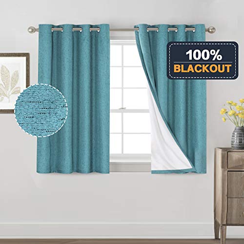 Primitive Textured Linen 100% Blackout Curtains for Bedroom/Living Room Energy Saving Window Treatment