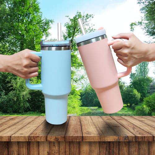 Image of Replacement Straw Compatible with Stanley 40 oz 30 oz Cup Tumbler, 6 Pack Reusable Straws for Stanley 40 oz Tumbler with Handle, Straws with Cleaning Brush for Stanley Accessories, Plastic, Clear