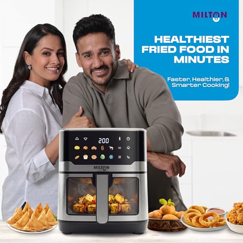 Image of Milton Steam Air Fryer Oven 6.5L, 2200W | Air Fry, Bake, Roast & Steam |Glass Window| 360 Rapid Air Circulation |10 Presets| Digital Touch Panel | Up to 90% Less Oil | Auto Shut-Off | 1 Year Warranty