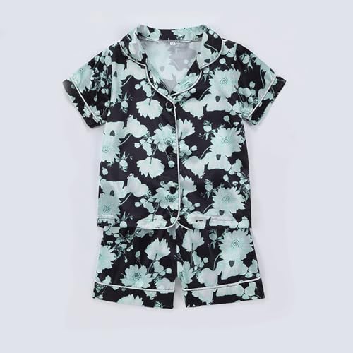 Baby Girl 𝐏ajamas Silk Stain 𝐏js Summer Shirt Tops+Shorts 2 Piece Set Floral Toddler Kids Little Girl Cute 𝐍ightgown2