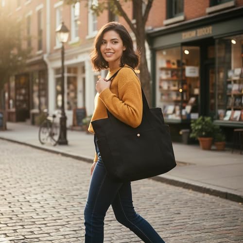 Bolso Tote de Lona con Cremallera y Bolsillos para Botellas miniatura 5