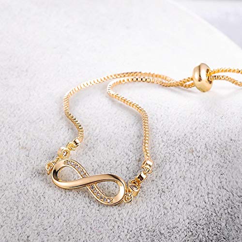 Image of Nilu's Collection Infinity Shape Cubic Zirconia Diamond Bracelet for Women Jewelry for Gift, Adjustable Charm Bracelet