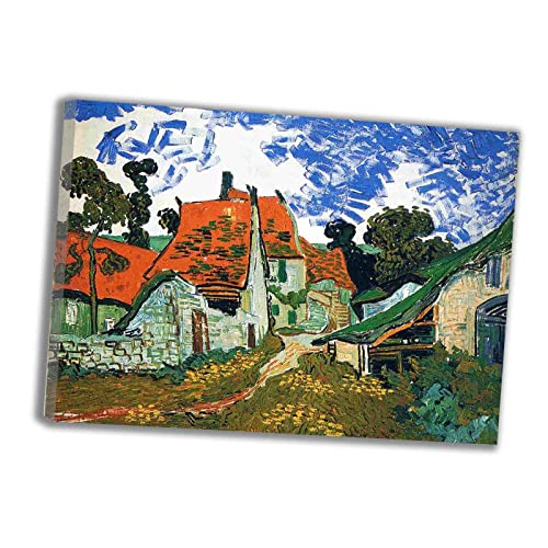 Van Gogh Street oprawione obrazy na płótnie sztuka ścienna plakat na płótnie i wydruki do sypialni i salonu gotowe do powieszenia (55 x 77 cm) oprawione