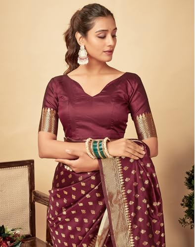 Image of SIRIL Women's Banarasi Soft Silk Saree Pure Silk with Unstitched Blouse Piece