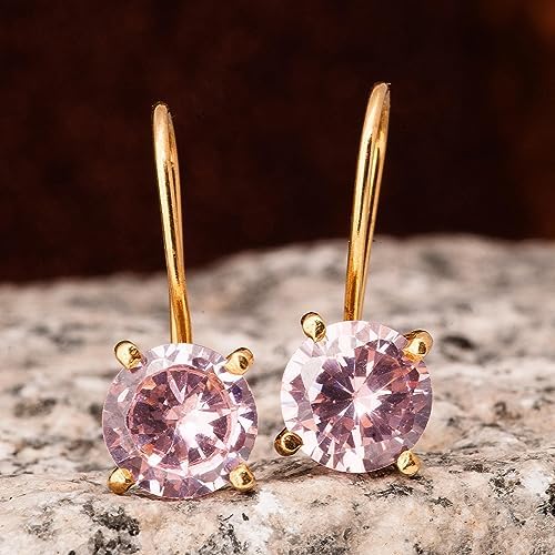Orecchino in quarzo rosa argento placcato oro. Orecchino in argento sterling 925 con quarzo rosa.