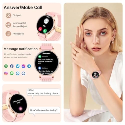 Image of Smart Watch for Women, 1.27'' Touchscreen Activity Trackers with Heart Rate /Sleep Monitor, Make /Answer Calls, 130+ Sport Modes IP68 Waterproof Fitness Watch Smartwatch for iPhone /Samsung /Android