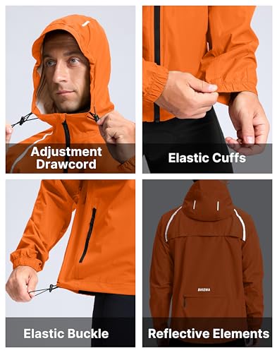 Image of Bikewa Men's Cycling Rain Jackets Waterproof Running Bike Windbreaker Lightweight Packable Hooded Jacket