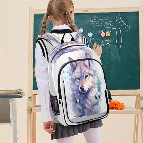 Sac à dos loup aquarelle ordinateur lycée cadeau idéal B308 - 3