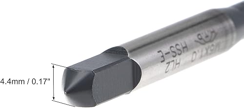 Vista 26 de uxcell M2.5 x 0.45 espiral flauta roscada, rosca métrica máquina HSS revestimiento de nitruración HSS, vástago redondo con extremo cuadrado