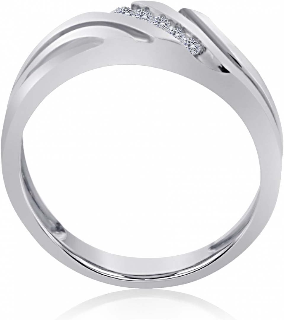MauliJewels 0.05 Carat Mens Channel-Set Engagement Diamond Wedding Ring Channel-Setting 10K White Gold