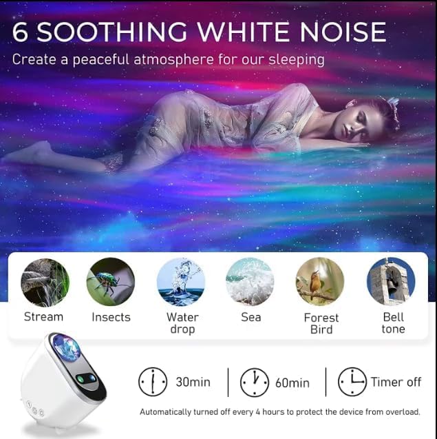 Image of SHOPOGENIX Galaxy Star Projector Night Light with Bluetooth Speaker & Remote Control | Aurora LED Sky Projection Lamp for Bedroom, Home Theatre, Party & Kids Room Decor