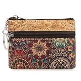 boshiho Kork Mini Schlüsseletui Damen   Vegane Schlüsseltasche Klein, Mini Änderungstasche Münzgeldbörse für unterwegs,Geschenke, Muttertag, Shopping E