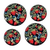 Strawberry Fruits Image Set of 4 Stove Burner Covers - Premium Round Electric Stove Range Protectors,8 IN & 10 IN