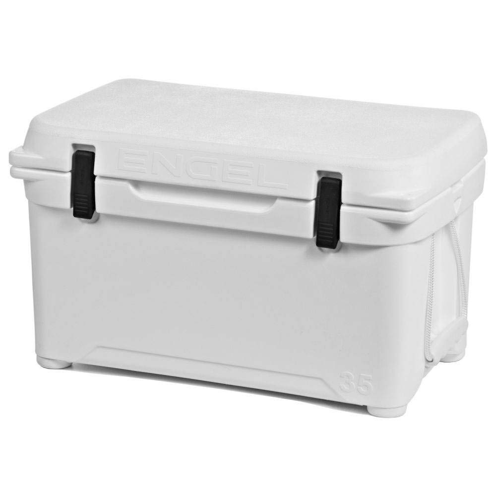 Engel Coolers ENG35 Cooler | 36 Can High Performance Durable Seamless Rotationally Molded Ice Box for Camping, Hunting, and Fishing - White