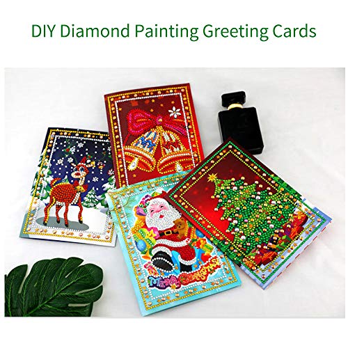 Zwbfu 8pcs 5D DIY Diamond Painting Cartões de Natal Halloween Natal Cartões de aniversário com envel