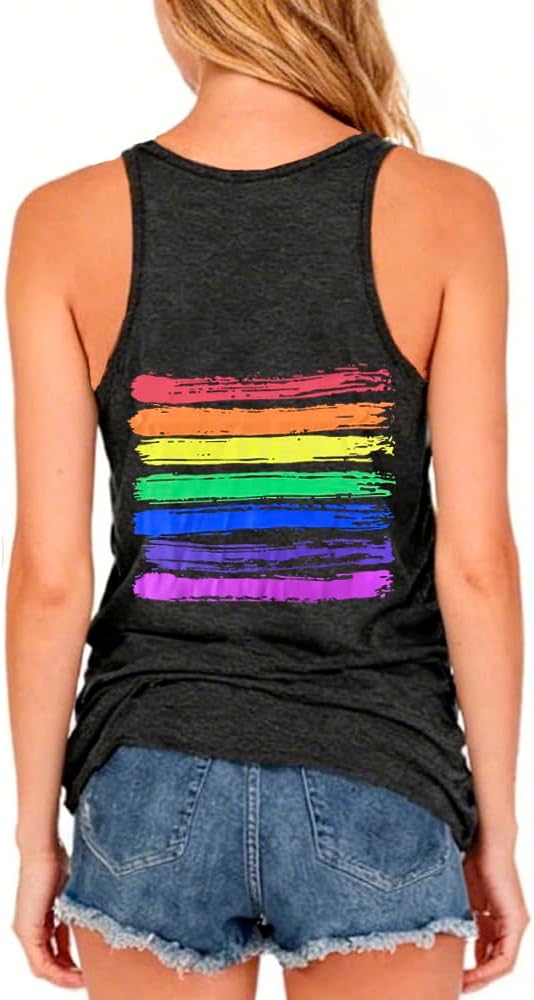 Pride Tank Top Women Rainbow Heart Graphic Tank Pride Flag LGBTQ Sleeveless Tee Shirt Vest