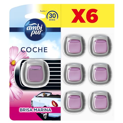 Ambi Pur Car Océano Difusor Y Fragancia Para Ambientador De Clip Para Coche 2ml 6 Unidades, EliminarLos Olores En El Coche