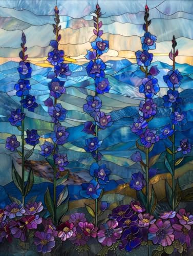 Peinture Diamant Point de Croix pour un Salon Relaxant Déco Fleur Paysage 35x50cm