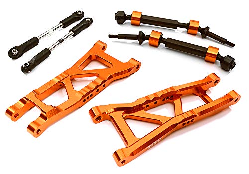 Integy RC Model C28573ORANGE Billet Extended Rear Suspension Kit+Drive Shafts for Traxxas 1/10 Slash 2WD