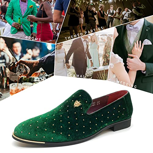 MHB Men's Luxury Velvet Loafers Pointed-Toe Slip-on Suede Dress Shoes for Men Rivet Smoking Slipper Fashion Lightweight2