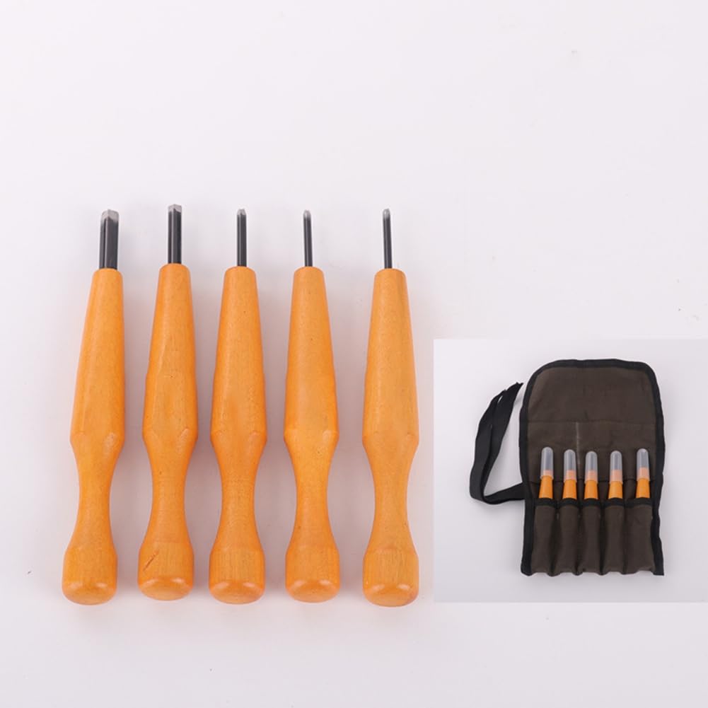 Ensemble D'Outils de Gravure en V pour Linogravure : Couteaux Triangulaires pour Linoléum et Bois, 5 Ciseaux Inclus