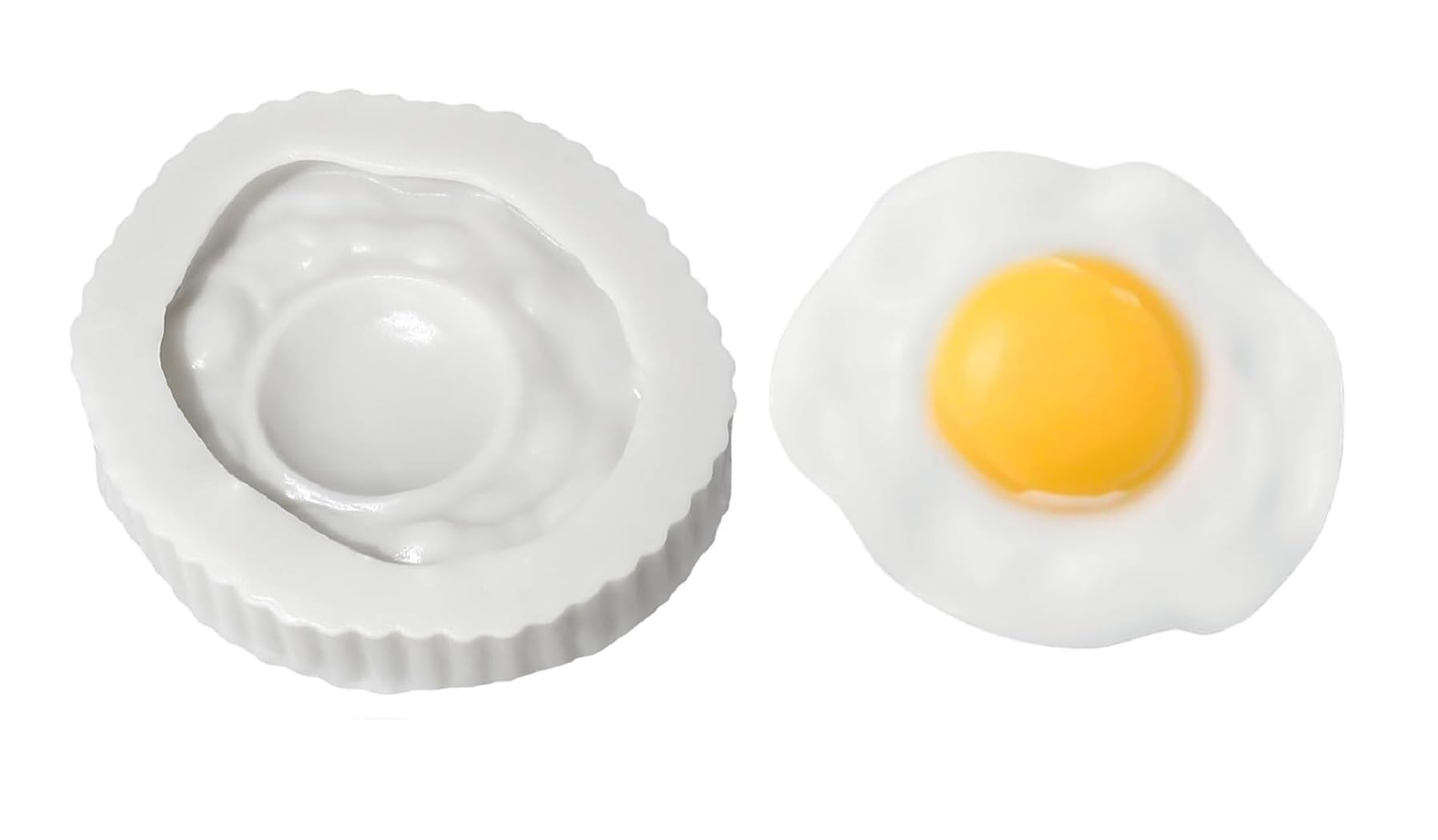 RKPM HOMES Fried Egg Shape Candle Mold I 3D Poached Eggs Silicone Scented Mould I for DIY Handmade Ornament Chocolate, Cake Décor, Aromatherapy, Soap, Resin Art Craft Making, Home Decoration - 1Cavity