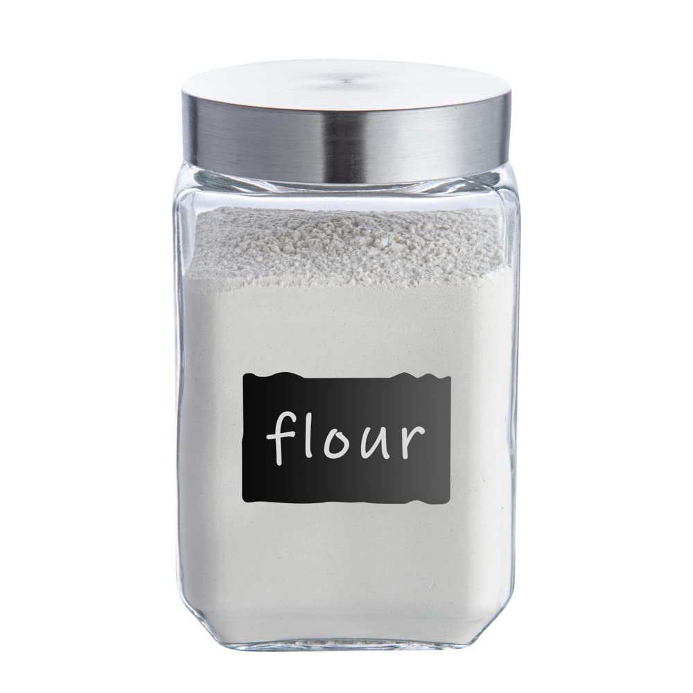 Restaurantware Vetri - Juego de 3 tarros de cristal con tapa, etiqueta de pizarra, 1 caja