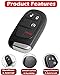 Key Fob Shell, Alliskeys Replacement Smart Remote Key Case Cover 4 Buttons Suitable for 2013-2018 Dodge RAM 1500 2500 GQ4-54T（U, L, RS,P）