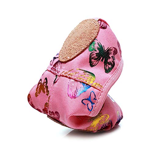 JUODVMP Pink Girls's Ballet Shoes Butterfly Partern Canvas Ballet Slippers,Suitable for Girls/Toddler/Little Girls3