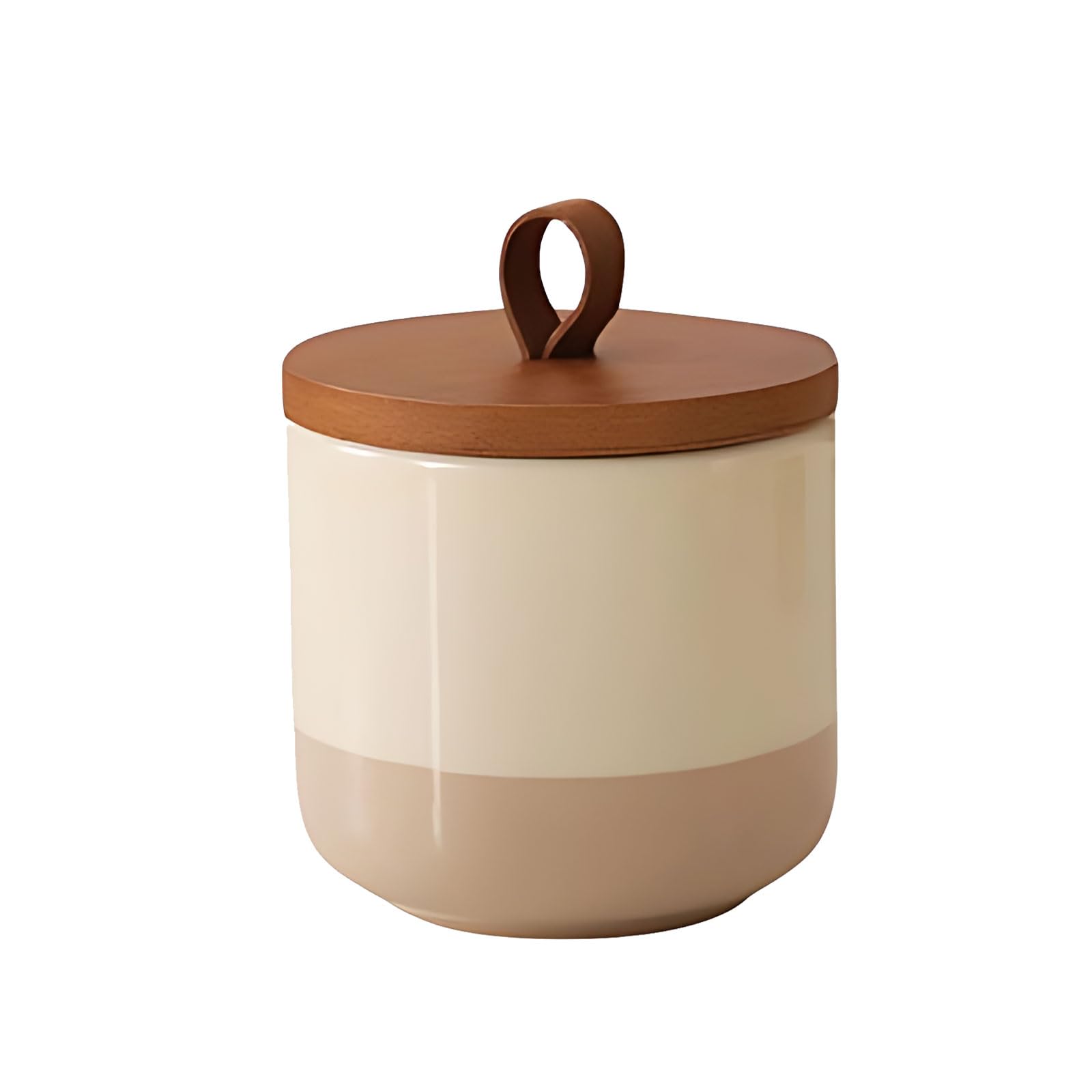 Gelory Food Storage Canister, Ceramic Jars with Airtight Wood Lids, Food Storage Jar for Flour Sugar Coffee Tea & Honey(8.8oz,260ml)