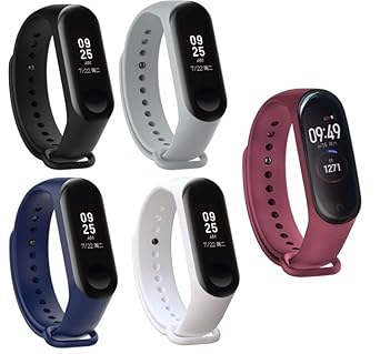 INEFABLE Mi Band 3 and 4 Straps Original for Mi Band M3 and M4 Wristband Strap Soft Silicone Adjustable Band Strap